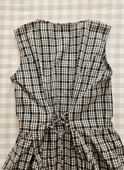 Robe longue à carreaux en coton - S