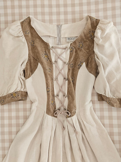 Robe longue corset en lin crème - M