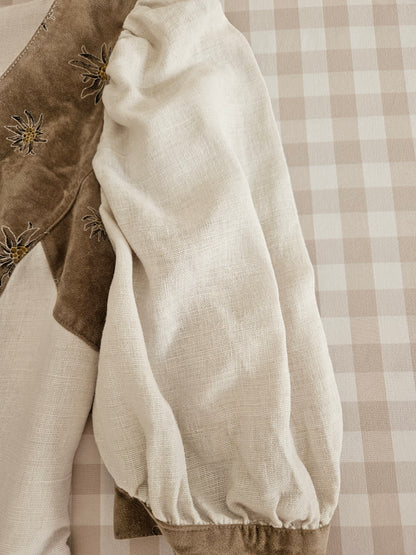 Robe longue corset en lin crème - M