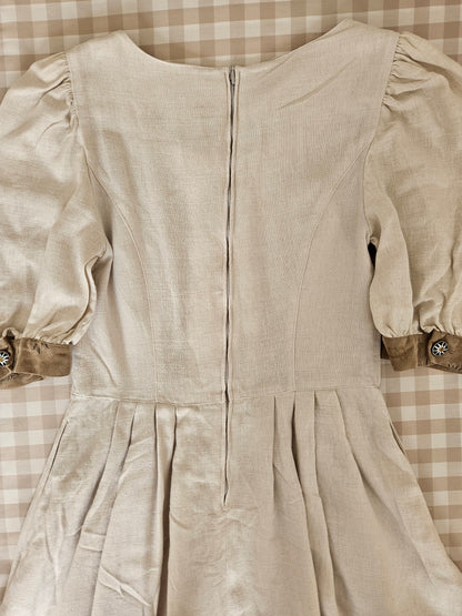 Robe longue corset en lin crème - M