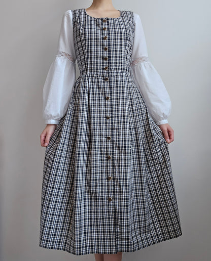 Robe longue à carreaux en coton - S