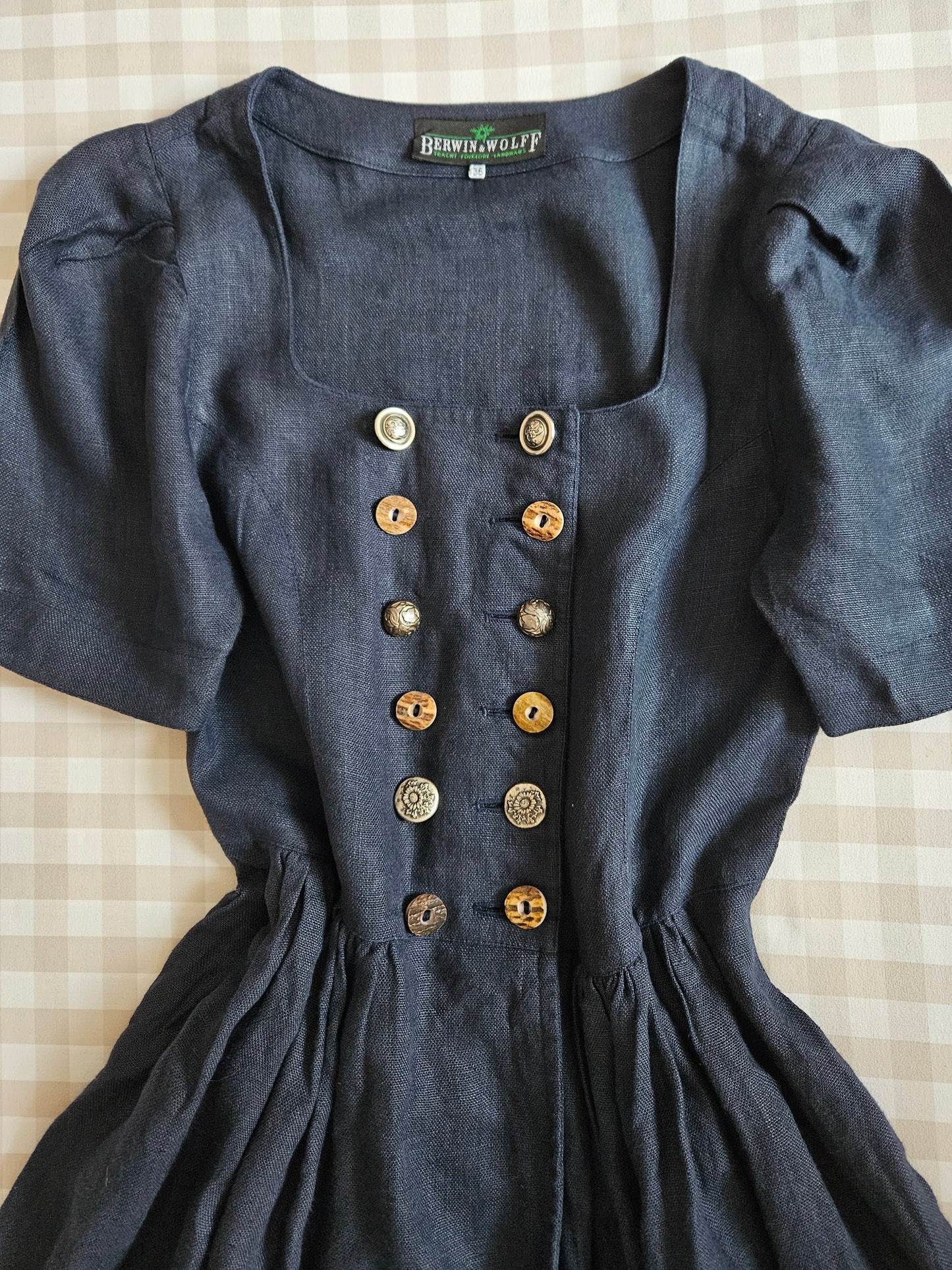 Robe longue bleue en lin - M