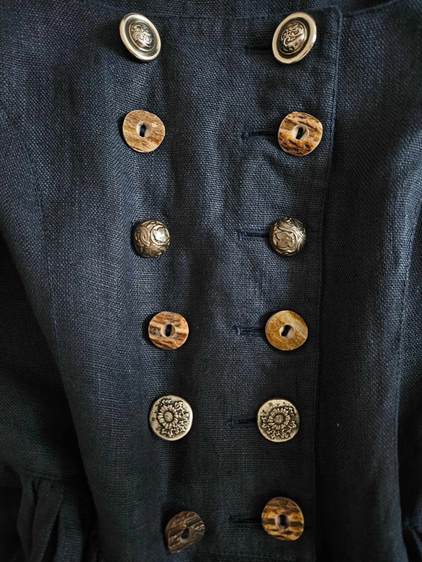 Robe longue bleue en lin - M