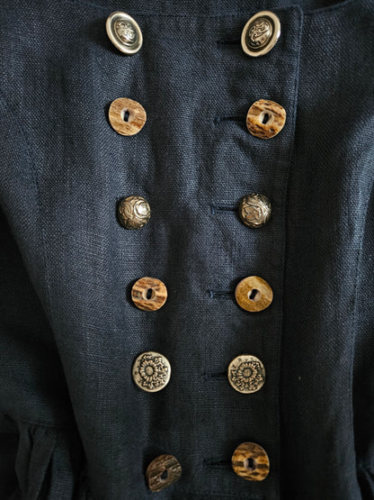 Robe longue bleue en lin - M