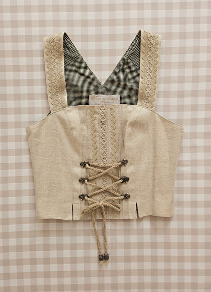 Haut à lacets en lin beige - S/M