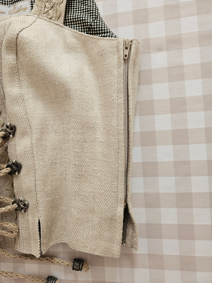 Haut à lacets en lin beige - S/M