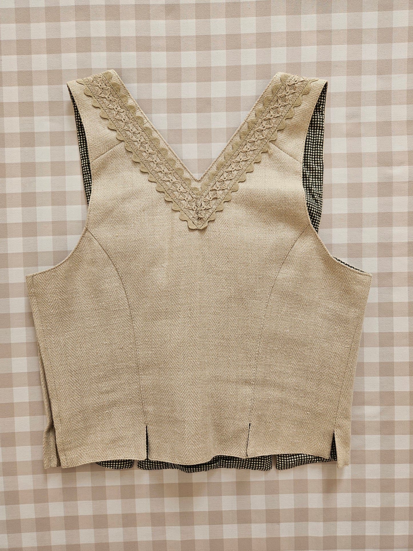 Haut à lacets en lin beige - S/M