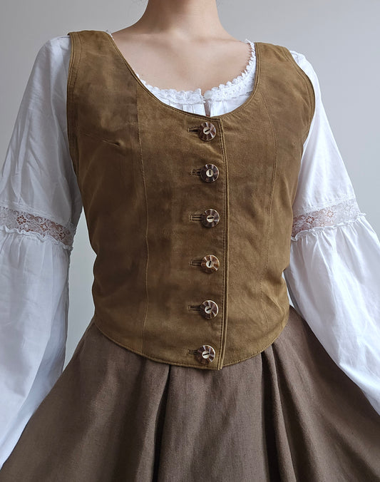 Corset marron en cuir - M/L