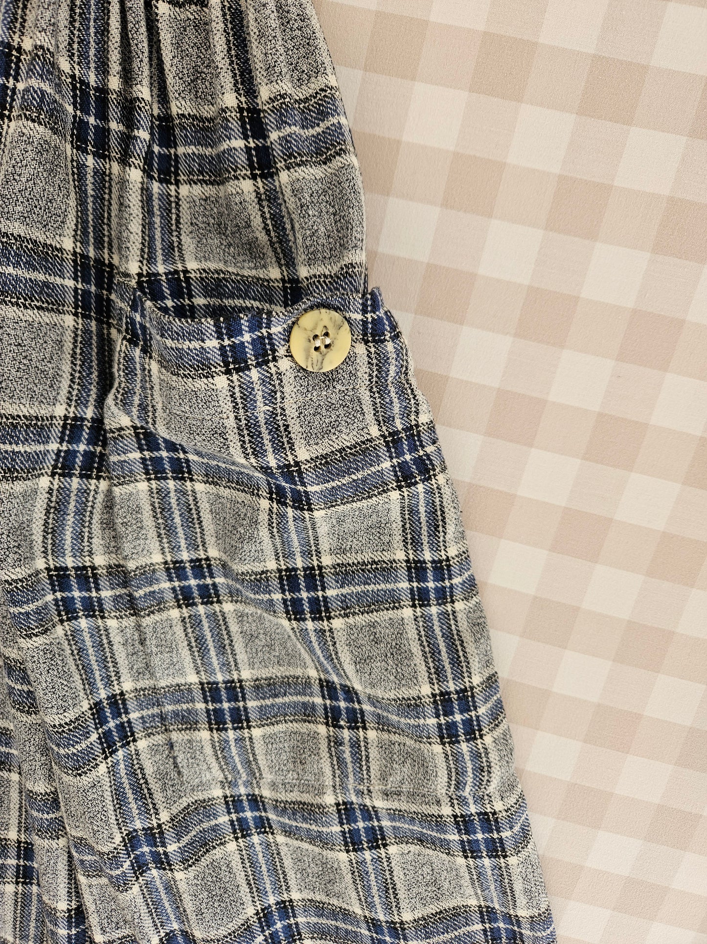 Robe à carreaux en coton vintage - S