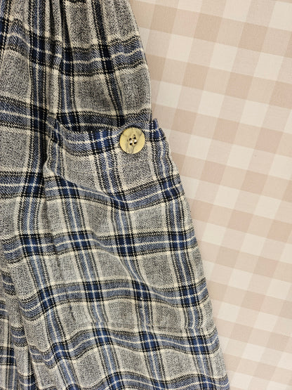 Robe à carreaux en coton vintage - S