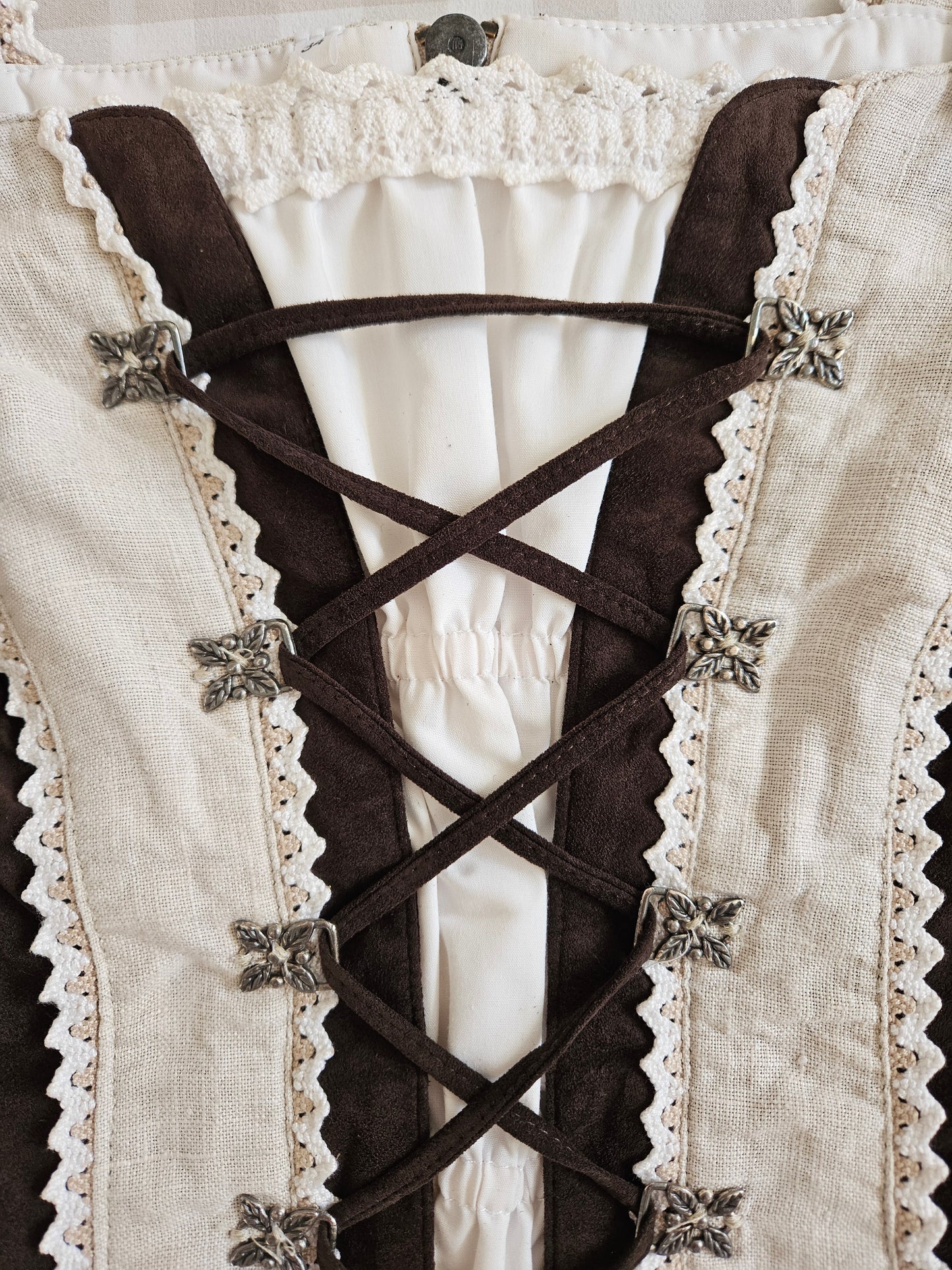 Corset à lacets en lin beige/marron - S/M