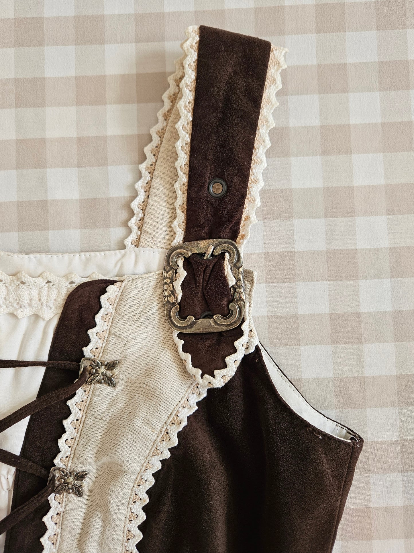 Corset à lacets en lin beige/marron - S/M