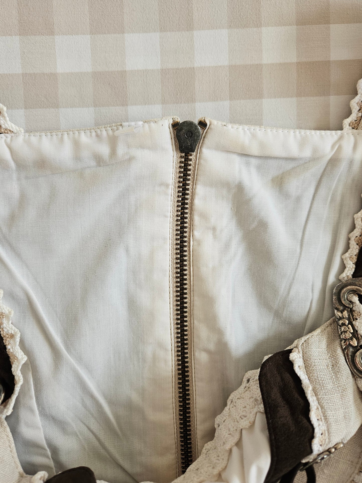 Corset à lacets en lin beige/marron - S/M