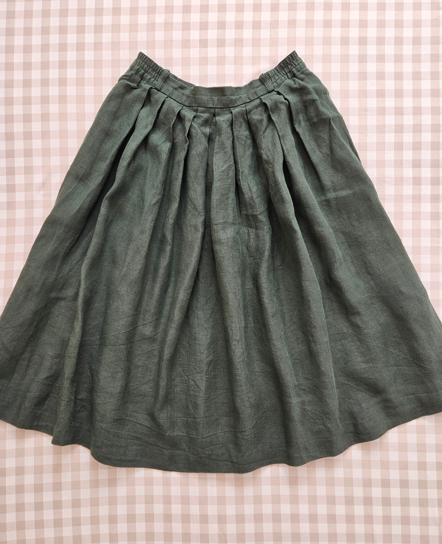 Jupe longue verte 100% lin - L