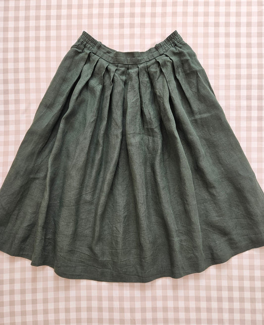 Jupe longue verte 100% lin - L