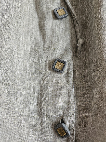 Haut en lin gris à laçage vintage style medieval - M