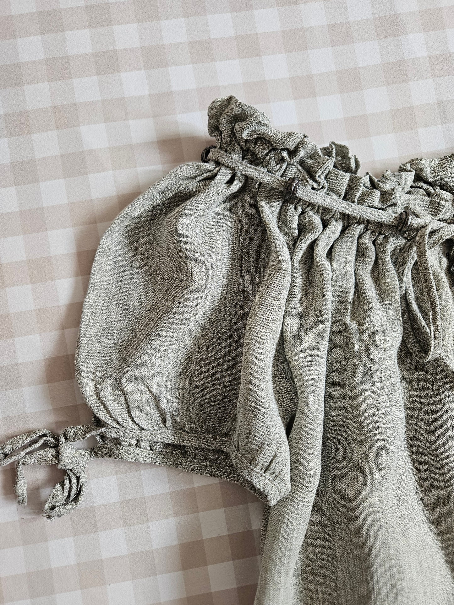 Haut en lin gris à laçage vintage style medieval - M