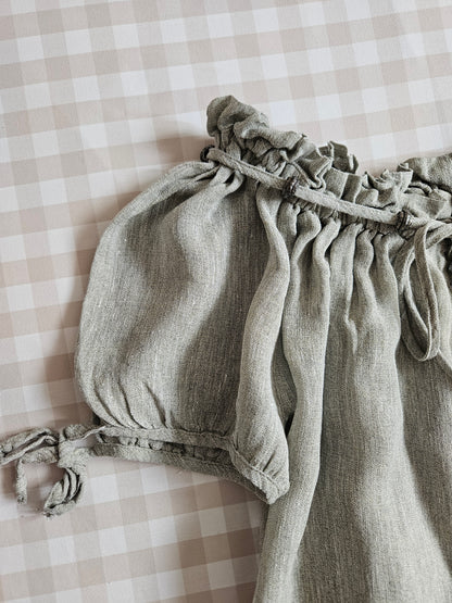 Haut en lin gris à laçage vintage style medieval - M