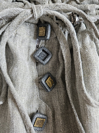 Haut en lin gris à laçage vintage style medieval - M