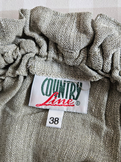 Haut en lin gris à laçage vintage style medieval - M