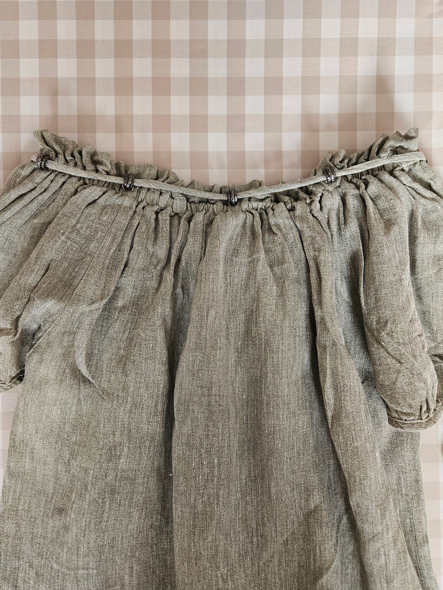 Haut en lin gris à laçage vintage style medieval - M