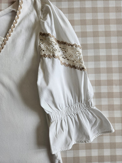 Haut blanc à manches bouffantes - S/M