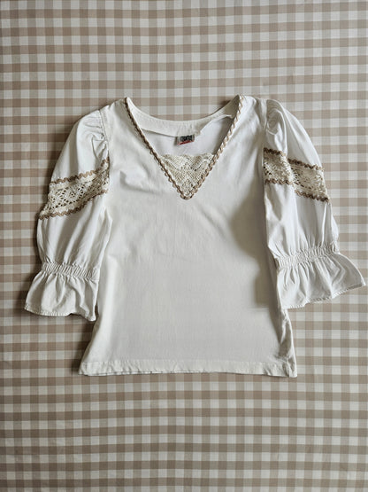 Haut blanc à manches bouffantes - S/M