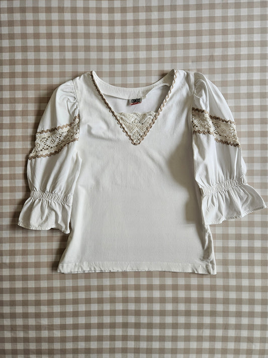 Haut blanc à manches bouffantes - S/M