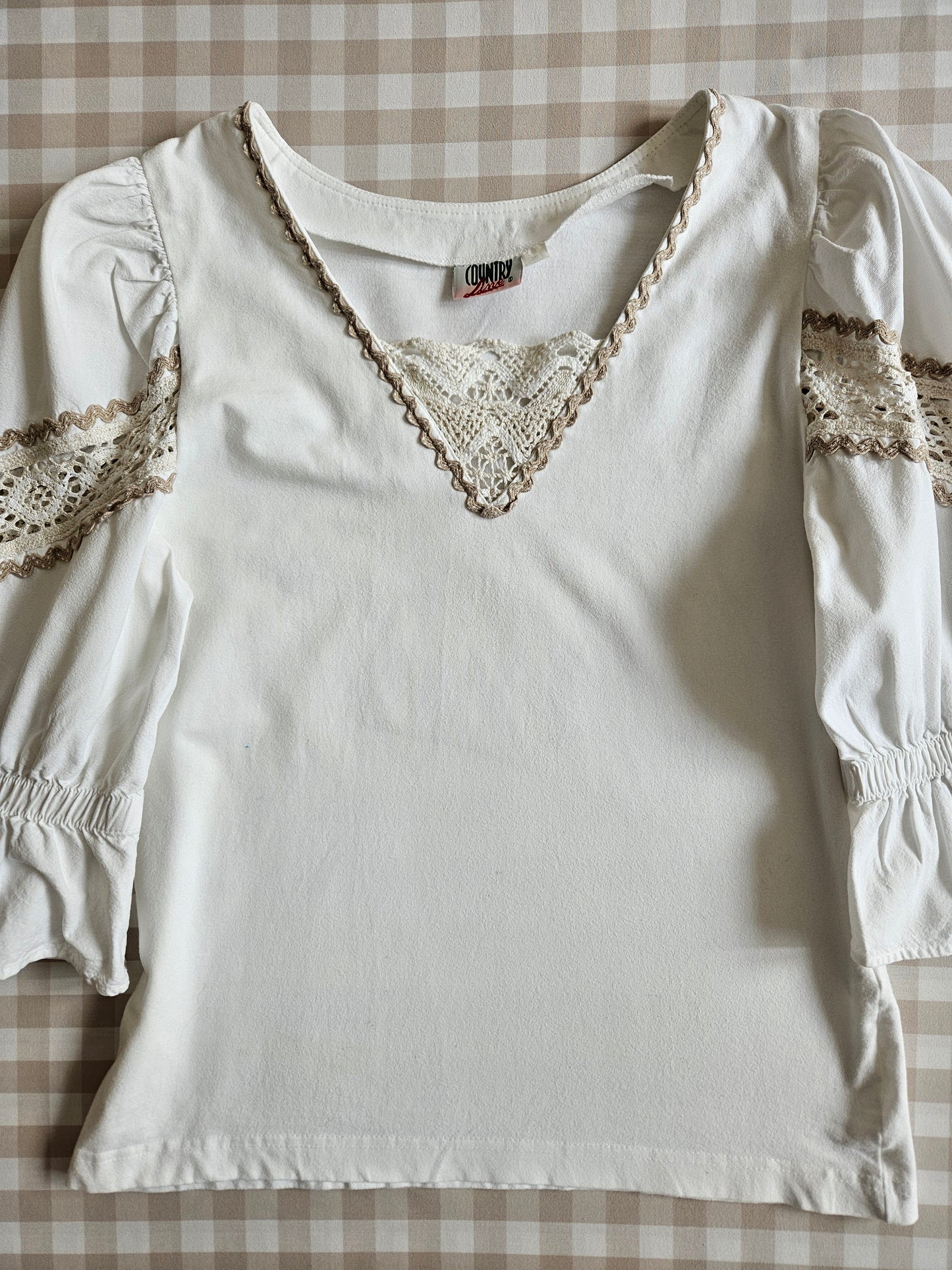 Haut blanc à manches bouffantes - S/M