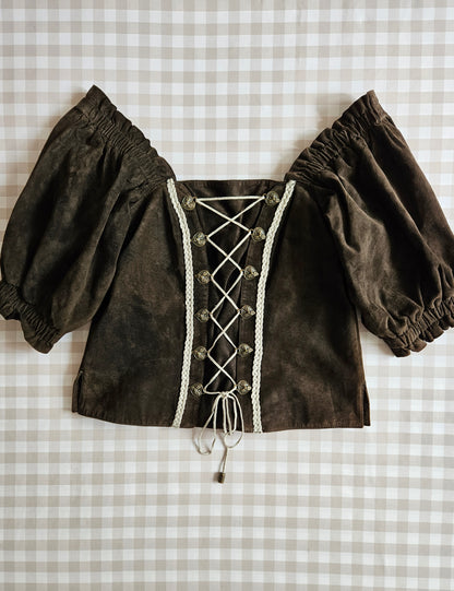 Top corset à lacets 100% cuir - XXL