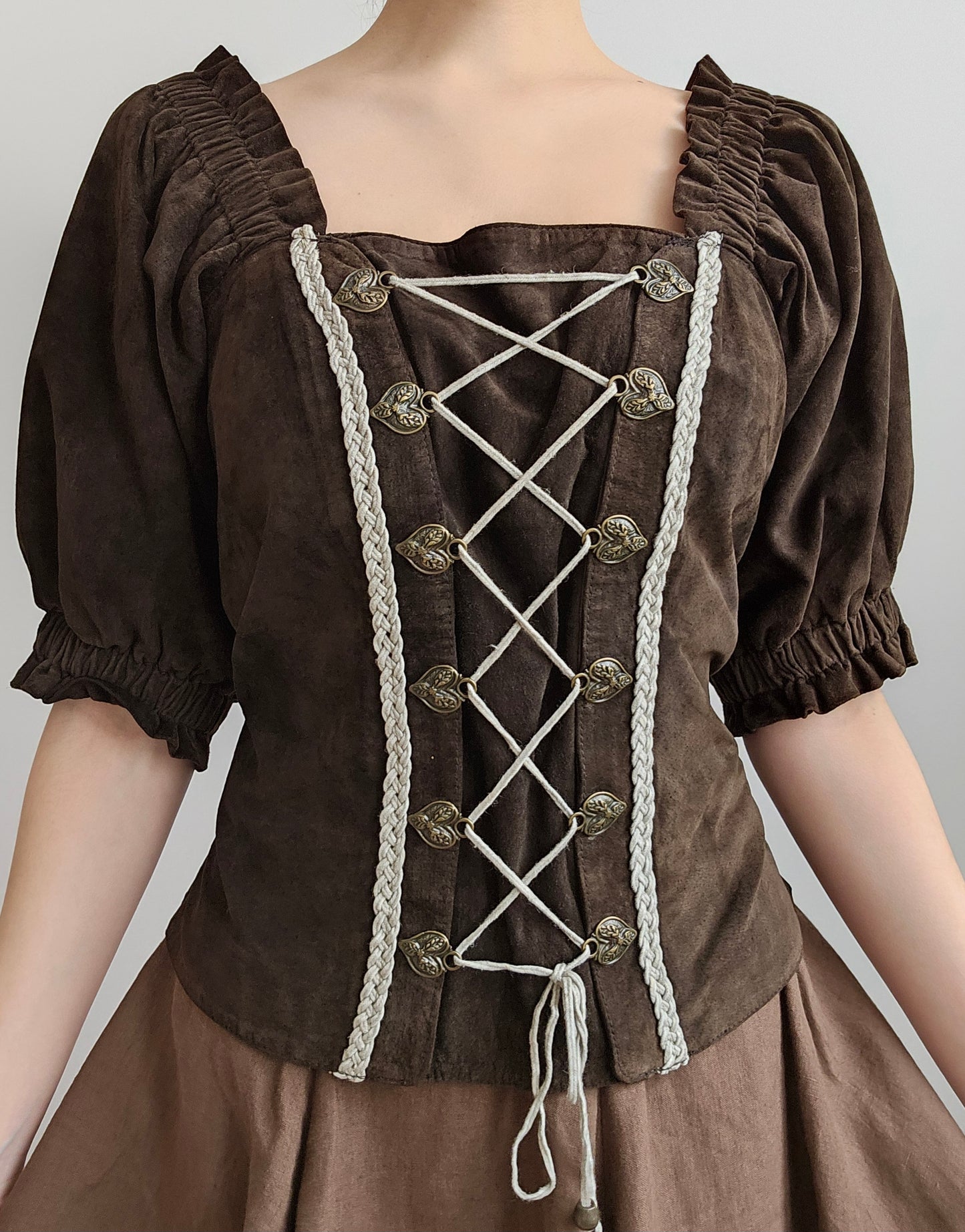 Top corset à lacets 100% cuir - XXL