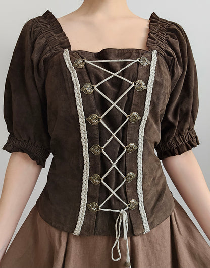 Top corset à lacets 100% cuir - XXL