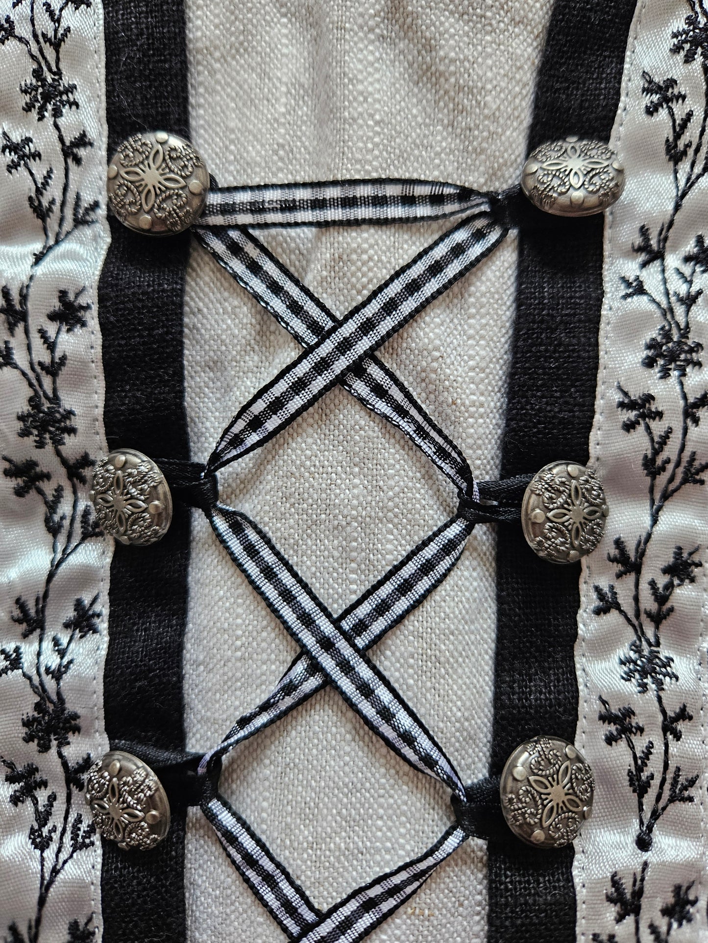 Top en lin à lacets brodé vintage - S