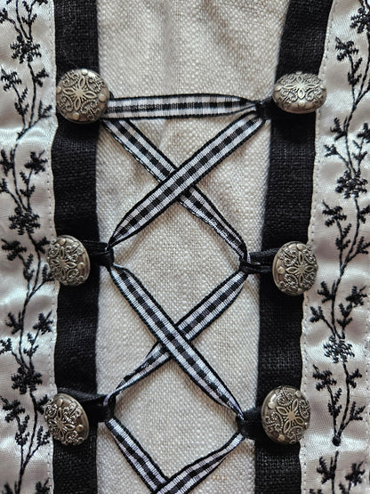 Top en lin à lacets brodé vintage - S