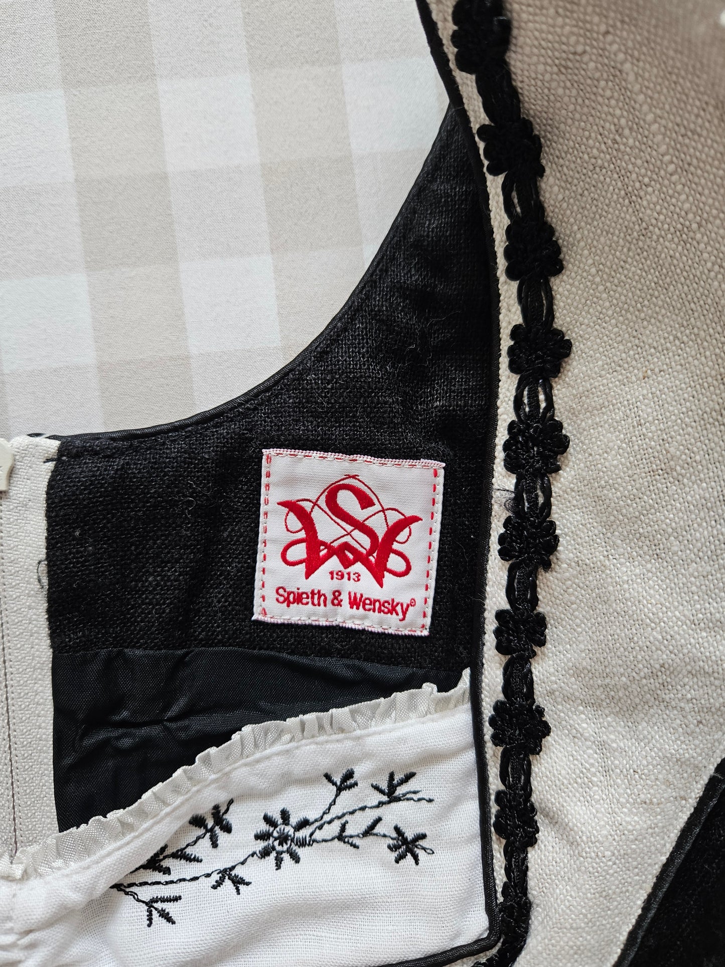 Top en lin à lacets brodé vintage - S