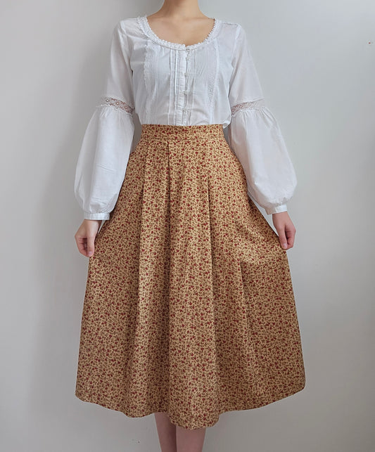 Jupe longue beige fleurie cottagecore - XS