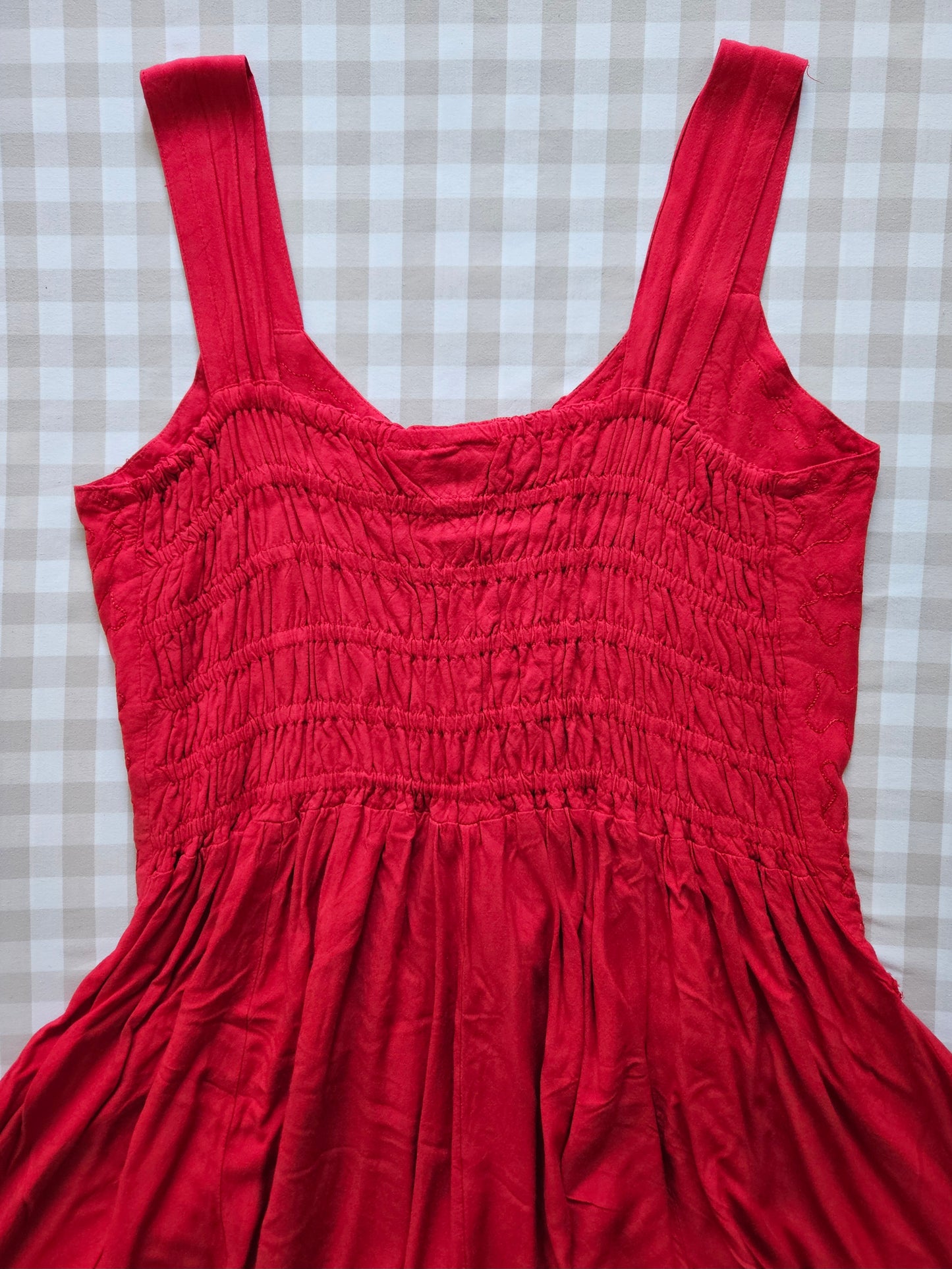 Robe longue rouge brodée fairycore - L