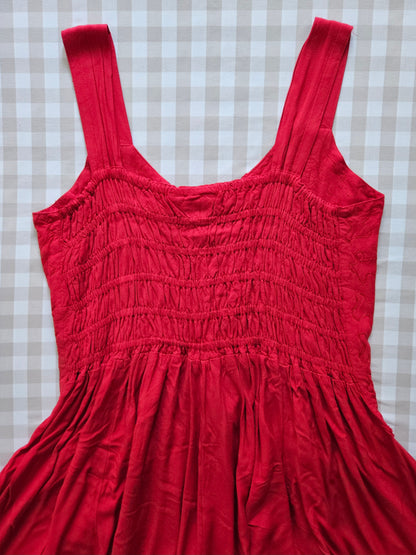 Robe longue rouge brodée fairycore - L