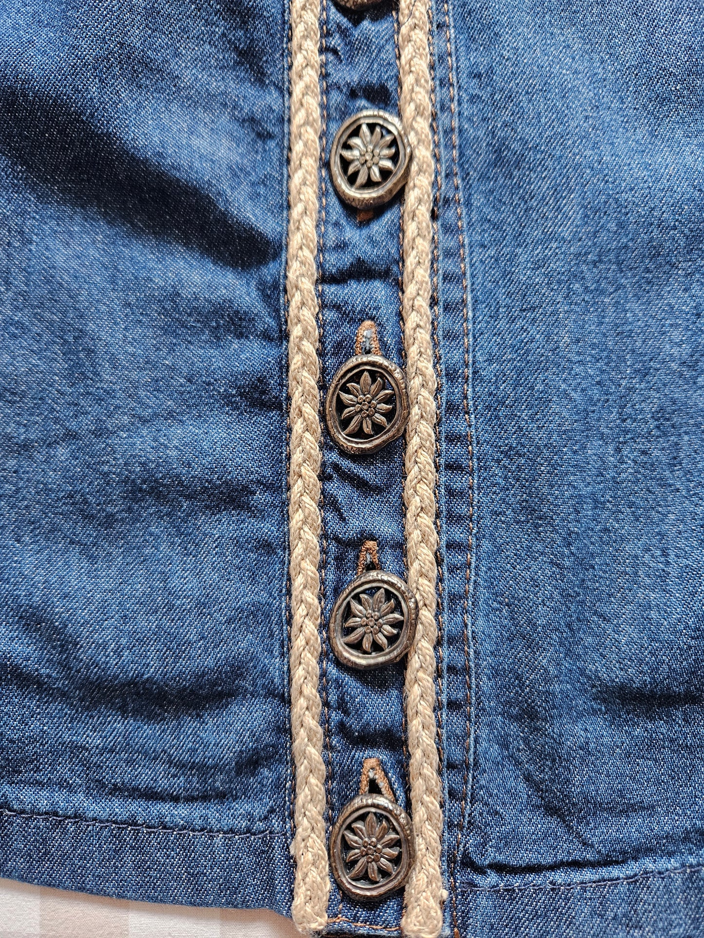 Top court bleu en coton vintage - L