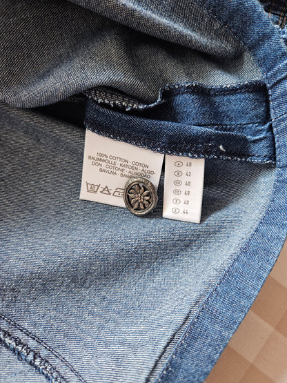 Top court bleu en coton vintage - L