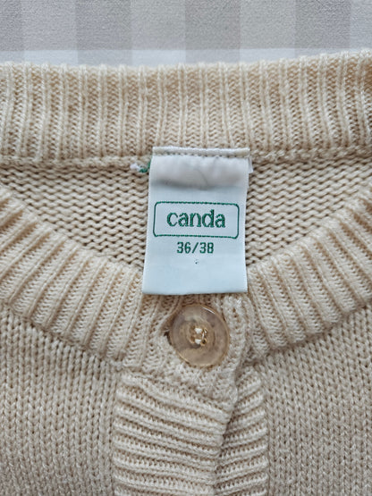 Cardigan beige brodé fleurs - S/M