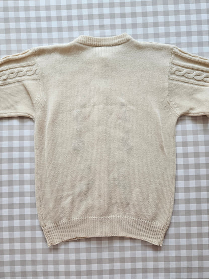 Cardigan beige brodé fleurs - S/M