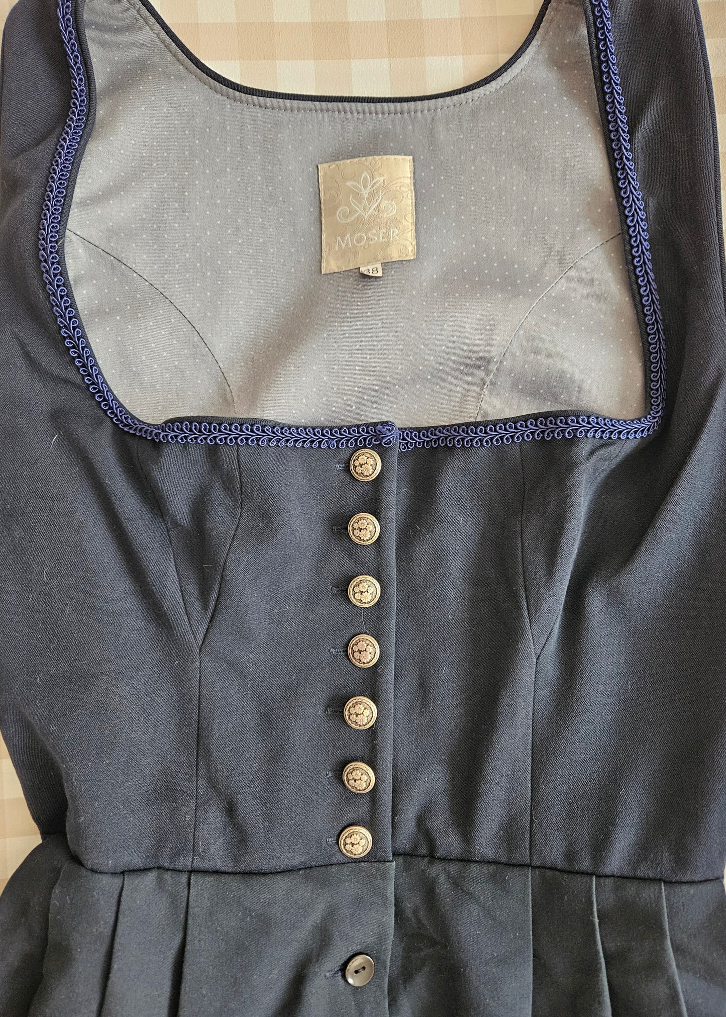 Robe vintage bleu foncé darkacademia - S