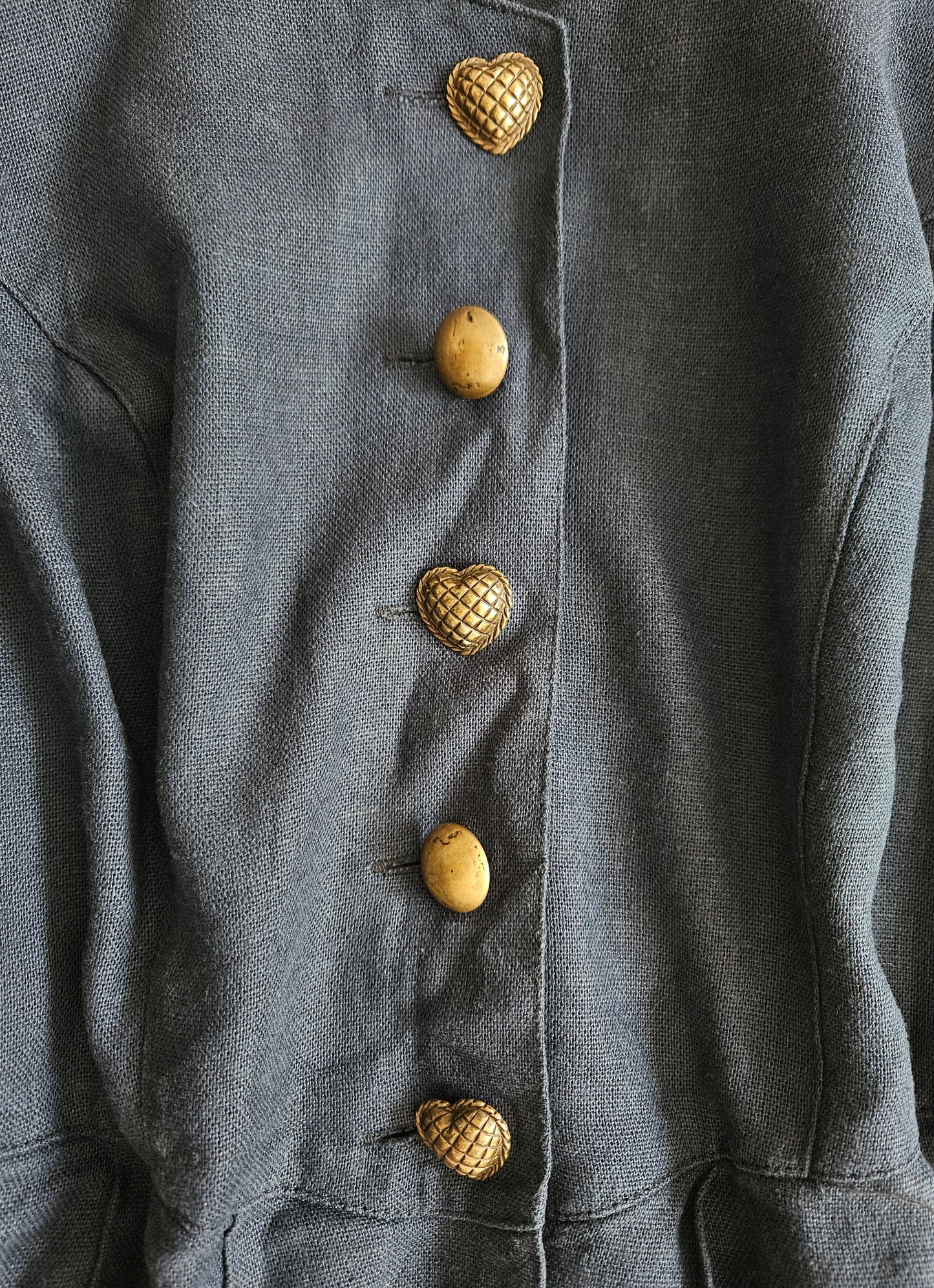 Robe en lin bleue foncée vintage - XL/XXL