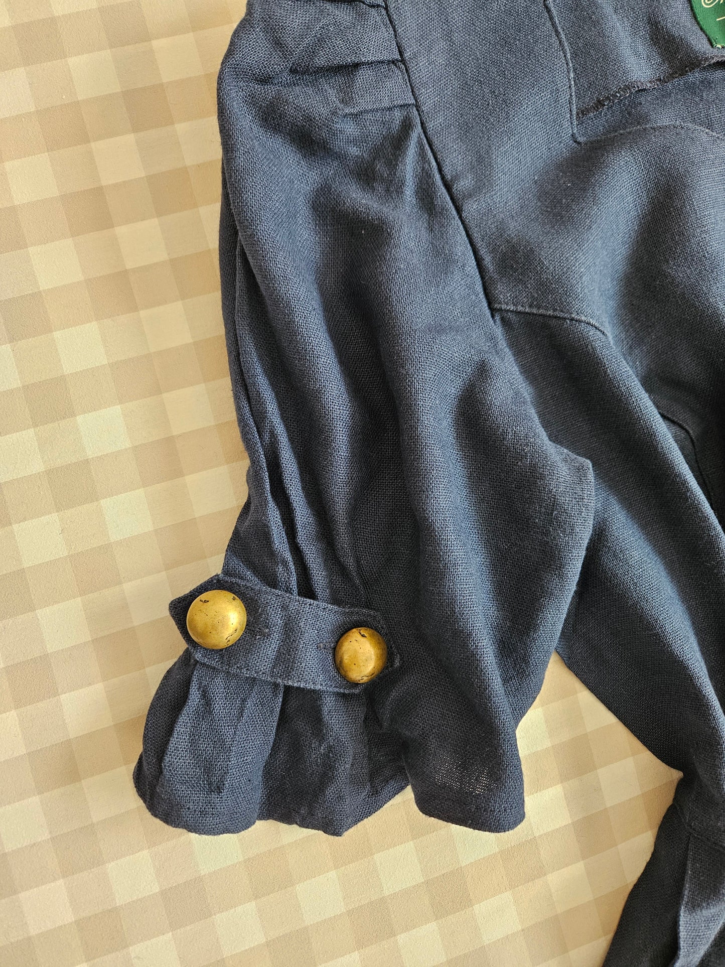 Robe en lin bleue foncée vintage - XL/XXL