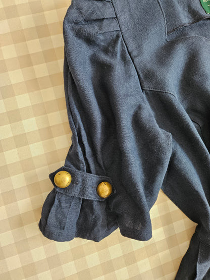 Robe en lin bleue foncée vintage - XL/XXL