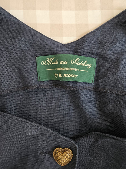 Robe en lin bleue foncée vintage - XL/XXL