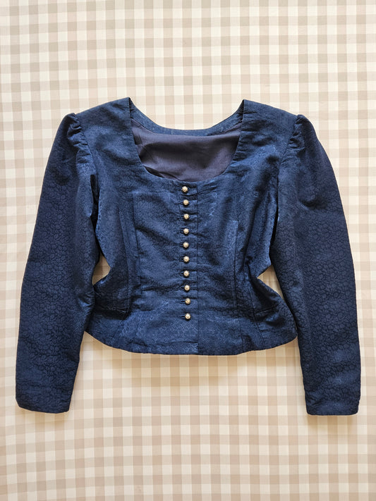 Top darkacademia bleu foncé vintage - M/L