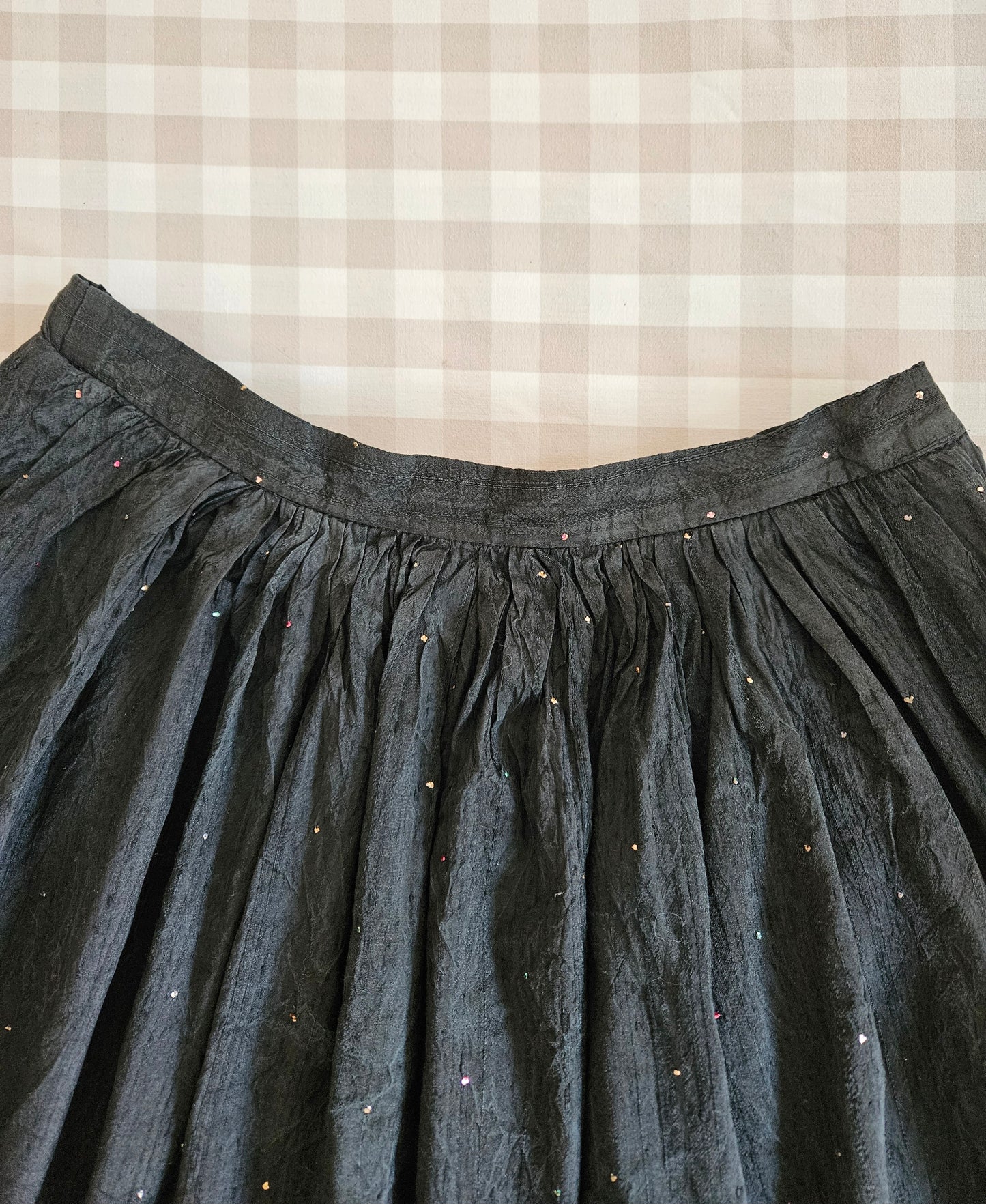 Jupe longue noire à pois vintage - XS