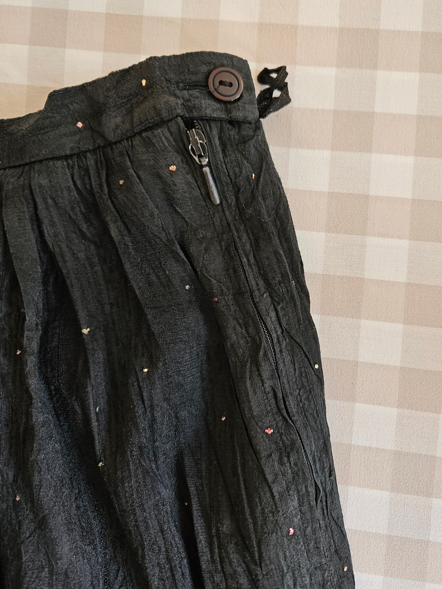 Jupe longue noire à pois vintage - XS